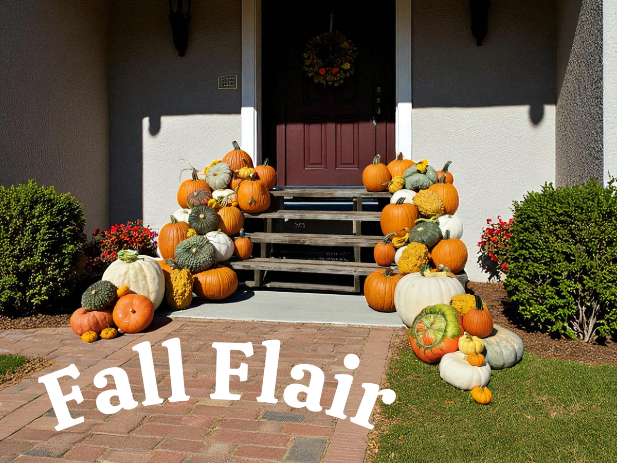Fall Porch Pumpkin Arrangements