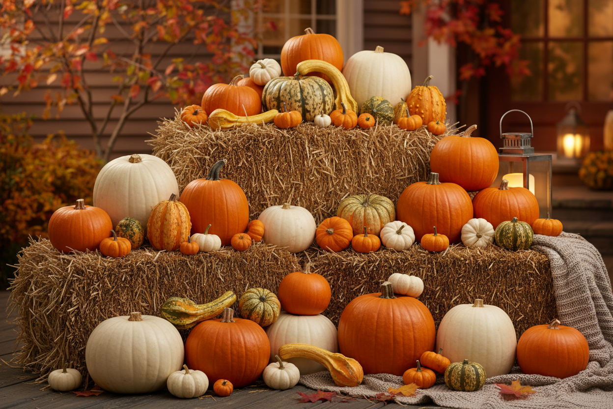 Fall Flair Hay Bale Display