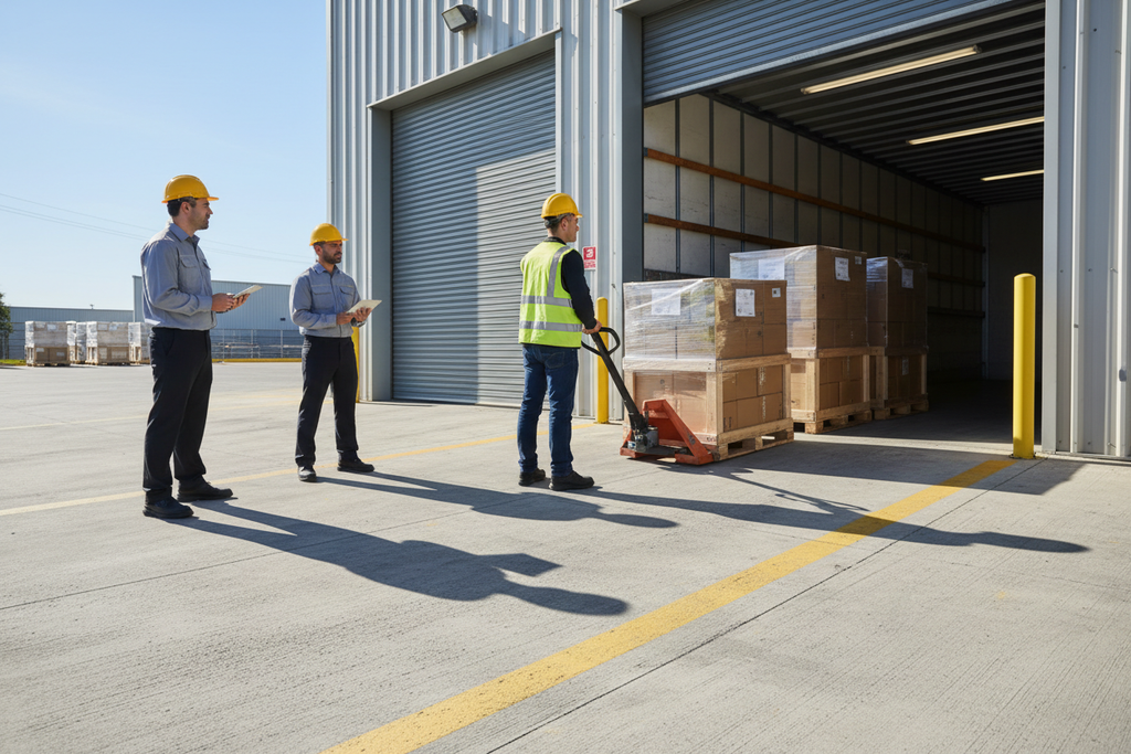 i need more outside loading dock images, maybe one where a pallet jack is being used