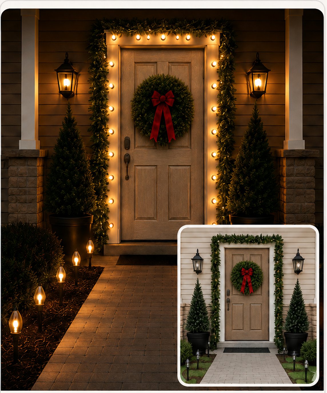 Door outline with unlit garland example